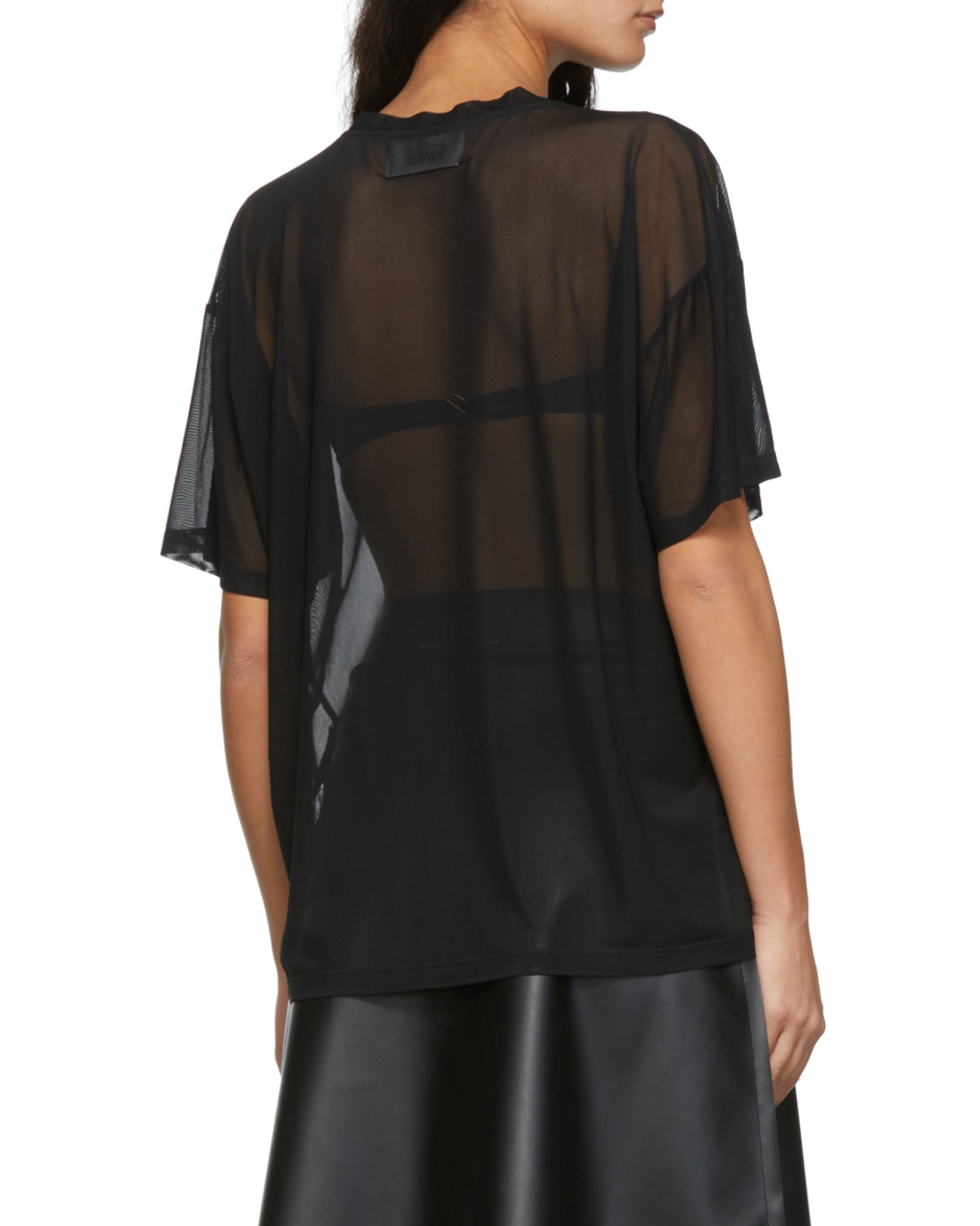 Shop Mm6 Maison Margiela Sheer Round-neck T-shirt In Black