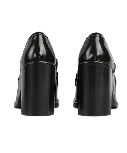 Gucci Stylish Two-tone Loafers Block Heel In Black