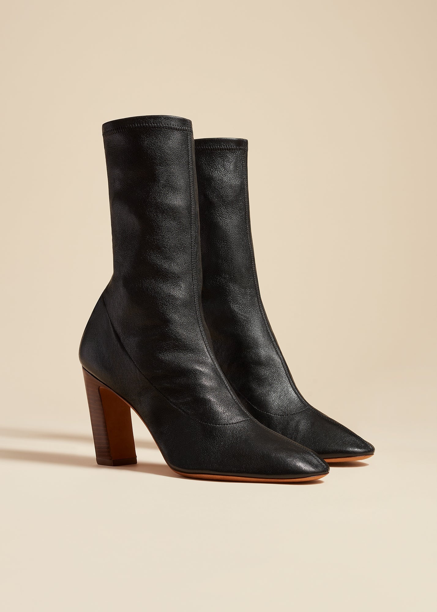 Khaite Chic Ballerina-inspired Leather Boots 85 In Black