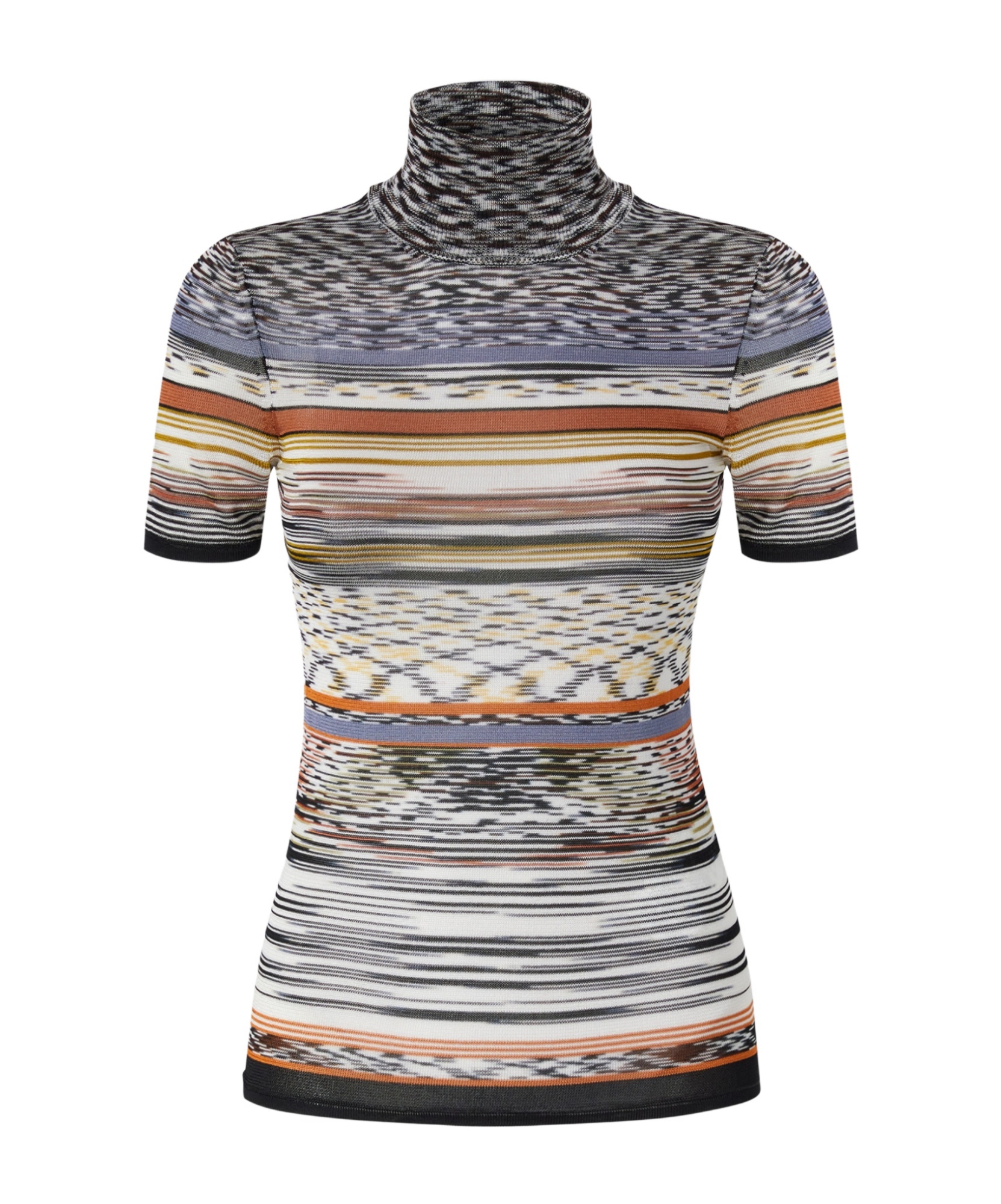 Missoni Mock Neck Sweater In Striped Knit In Multi