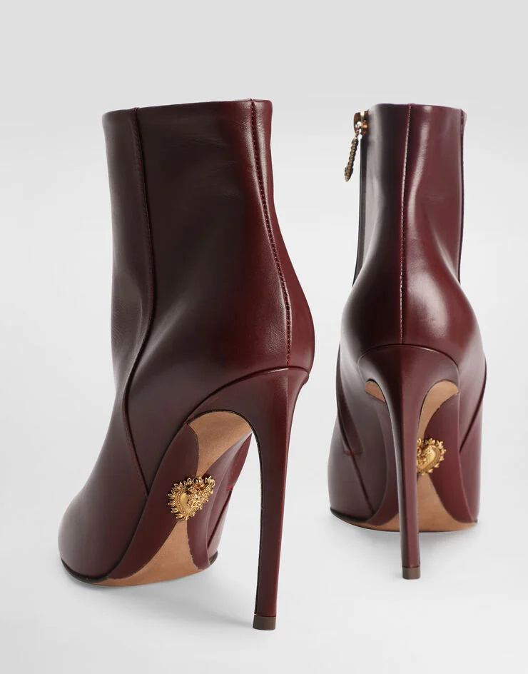 Dolce & Gabbana 105mm Devotion Pointed-toe Ankle Boots In Burgundy