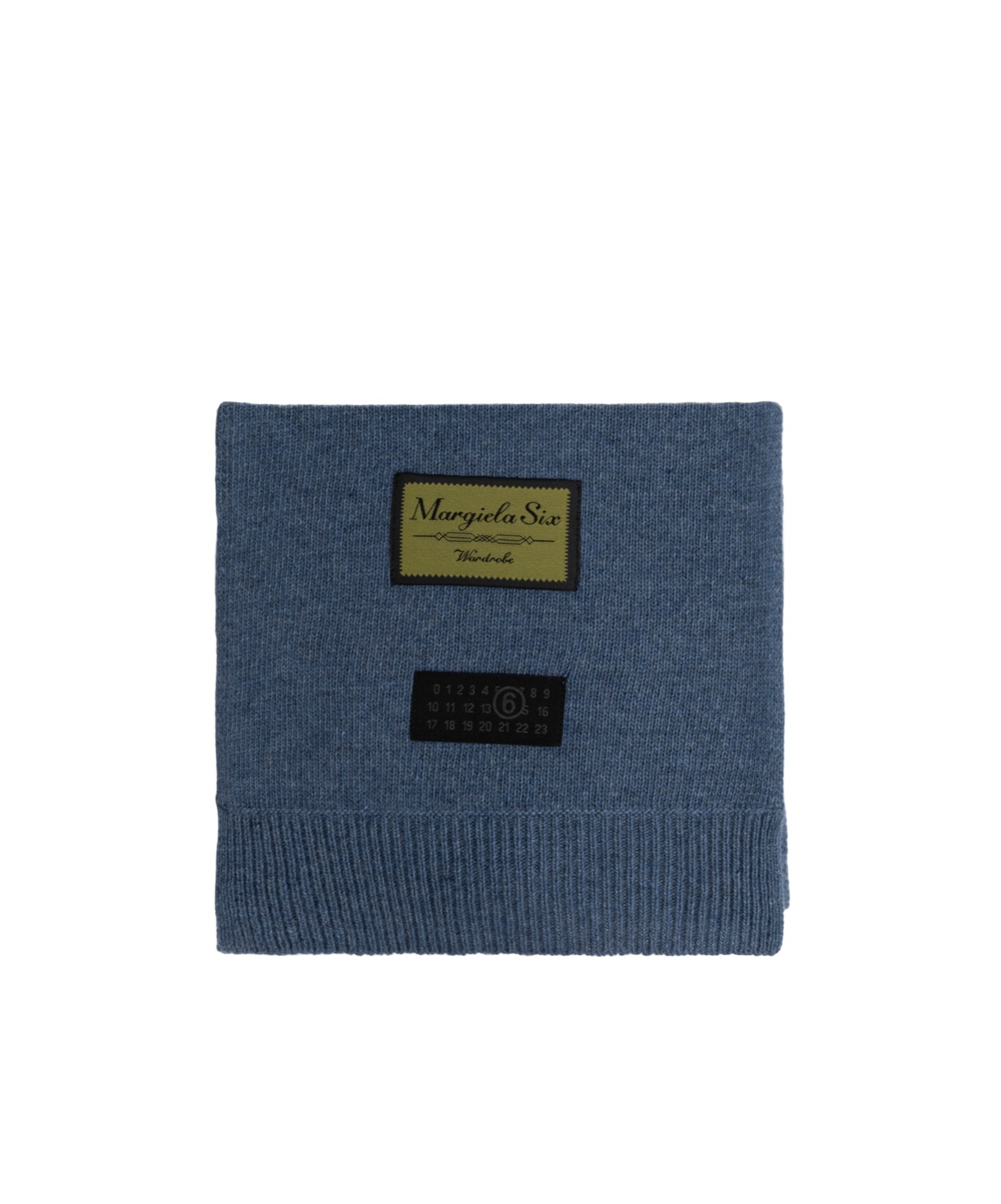 Mm6 Maison Margiela Logo Patch Knitted Scarf In Blue