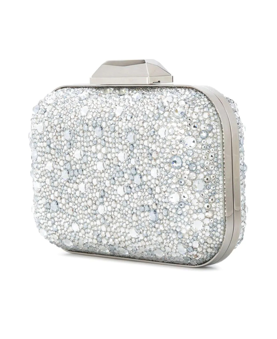 Jimmy Choo Crystal-embellished Cloud Clutch Bag In White