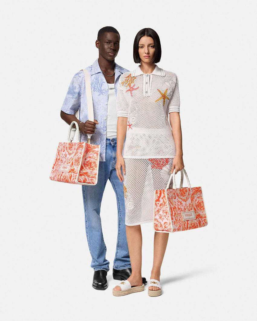Versace Barocco Athena Tote Bag In Pink