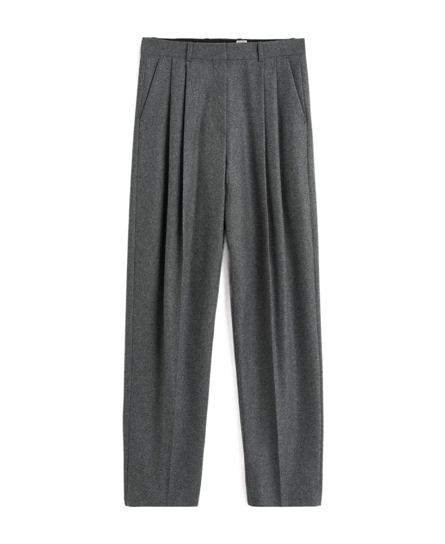 Totême Double-pleated Tailored Trousers In Gray