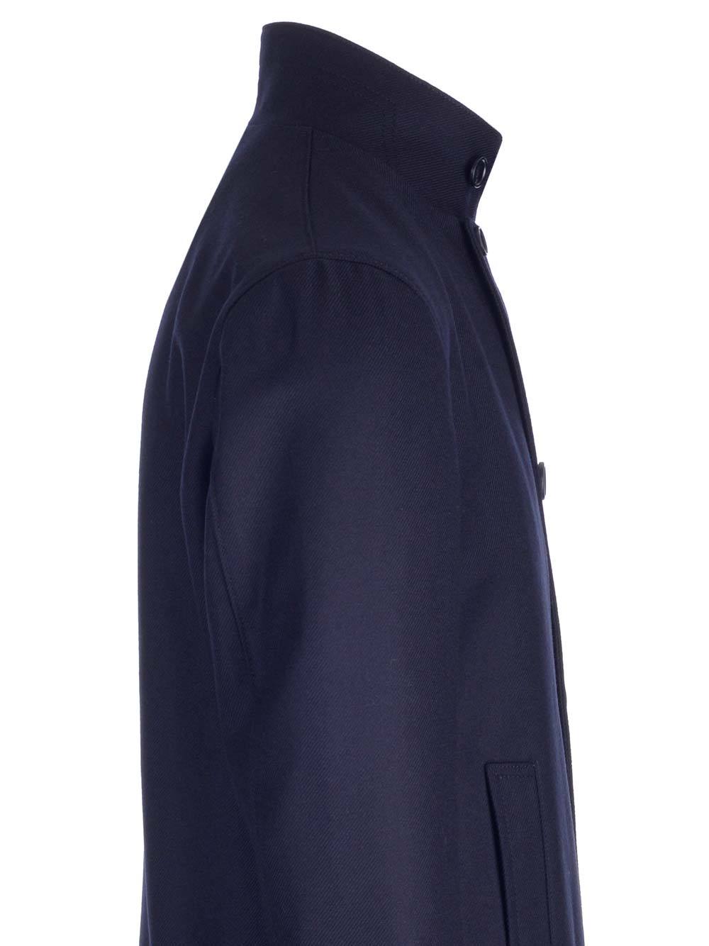 Tagliatore High-collar Long-sleeved Coat In Black