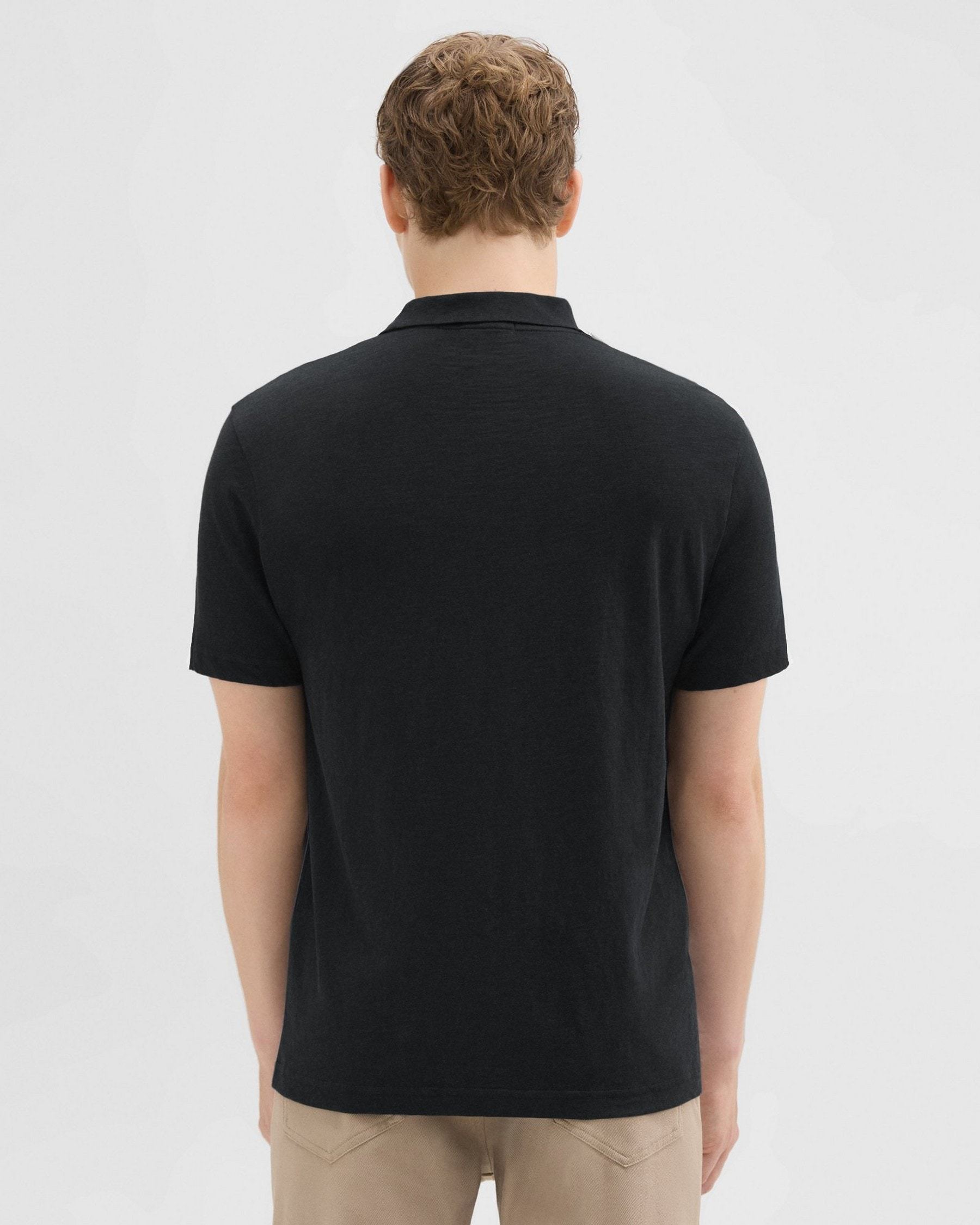 Shop Theory Button-front Short-sleeved Polo Shirt In Black