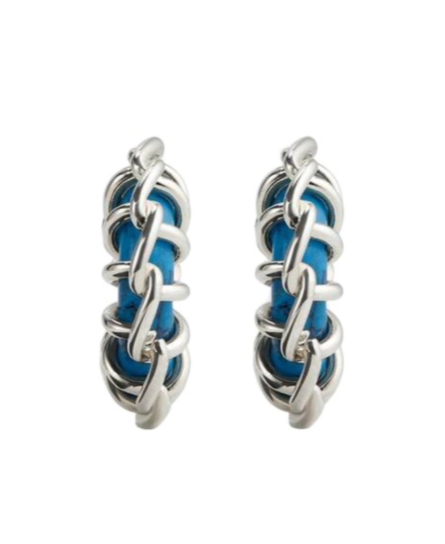 Bottega Veneta Weave Hoop Earrings In Gray