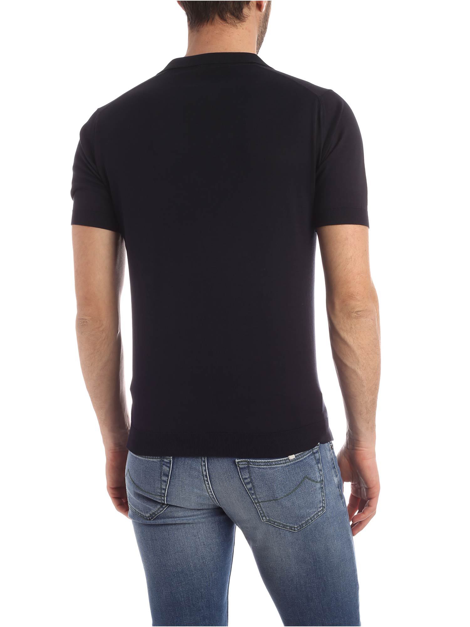 John Smedley Noah Skipper Collar Shirt Ss In Black