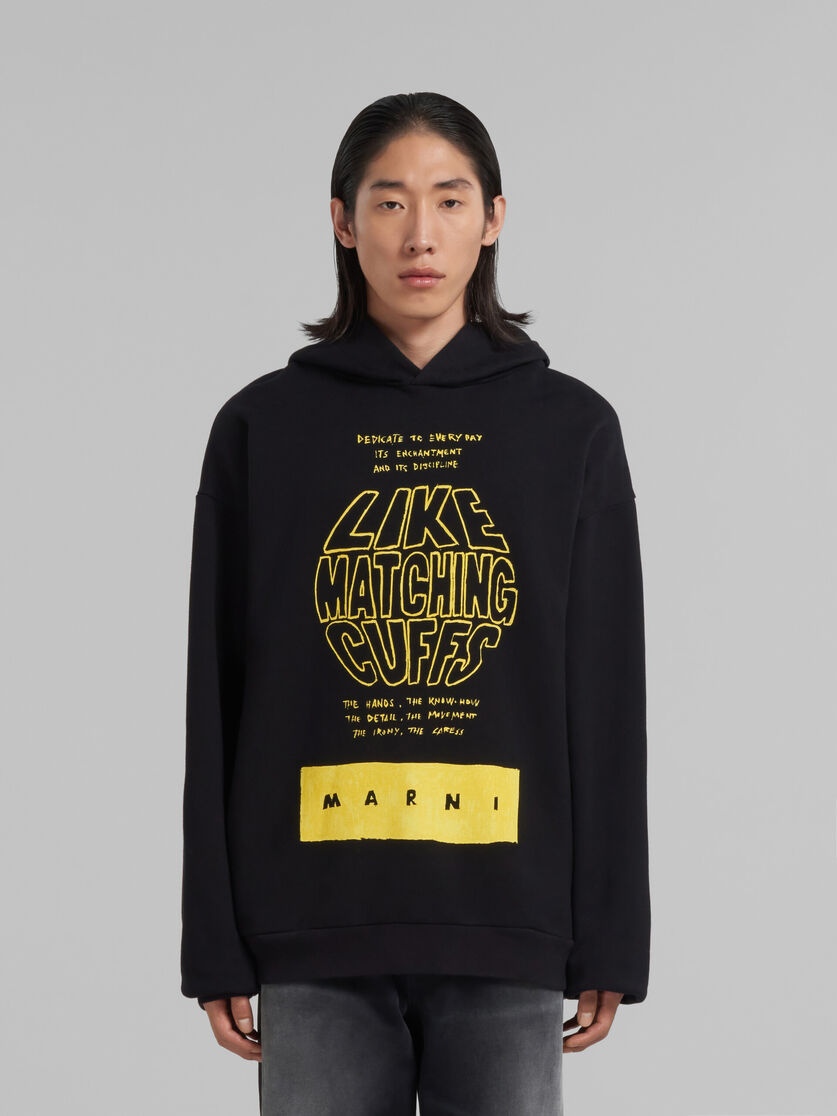 Marni Slogan-print Cotton Hoodie In Black
