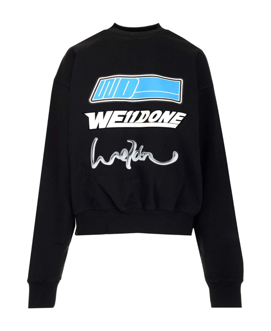 We11 Done Round Collar Long Sleeve Sweater In Black
