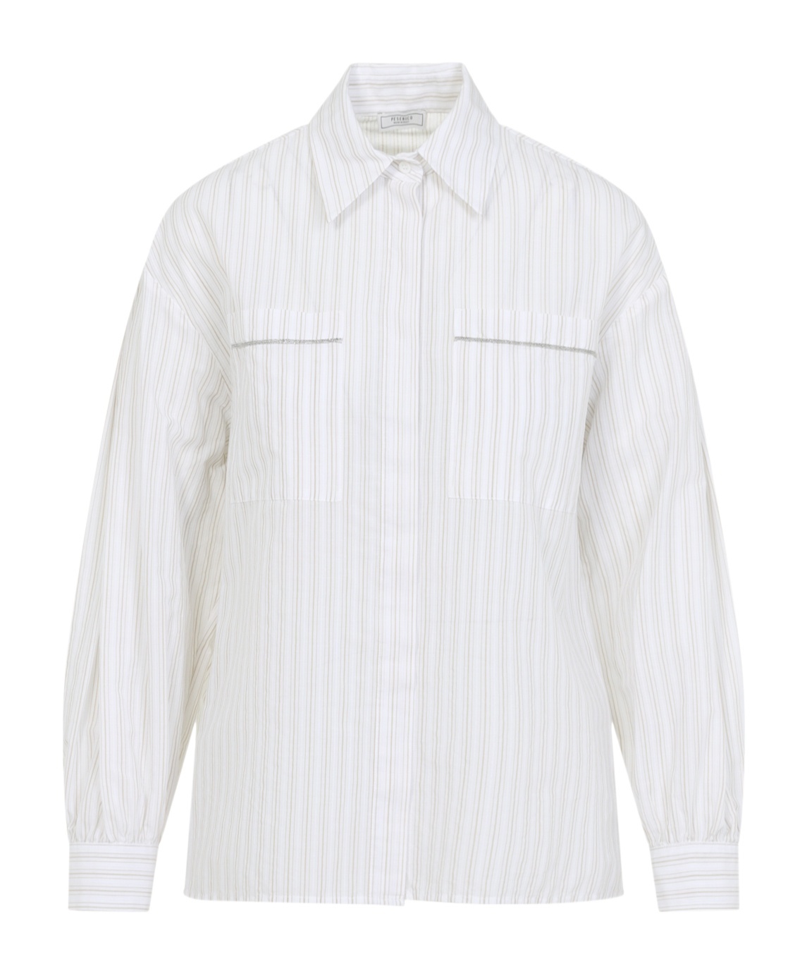 Peserico Concealed Button Long Sleeve Blouse