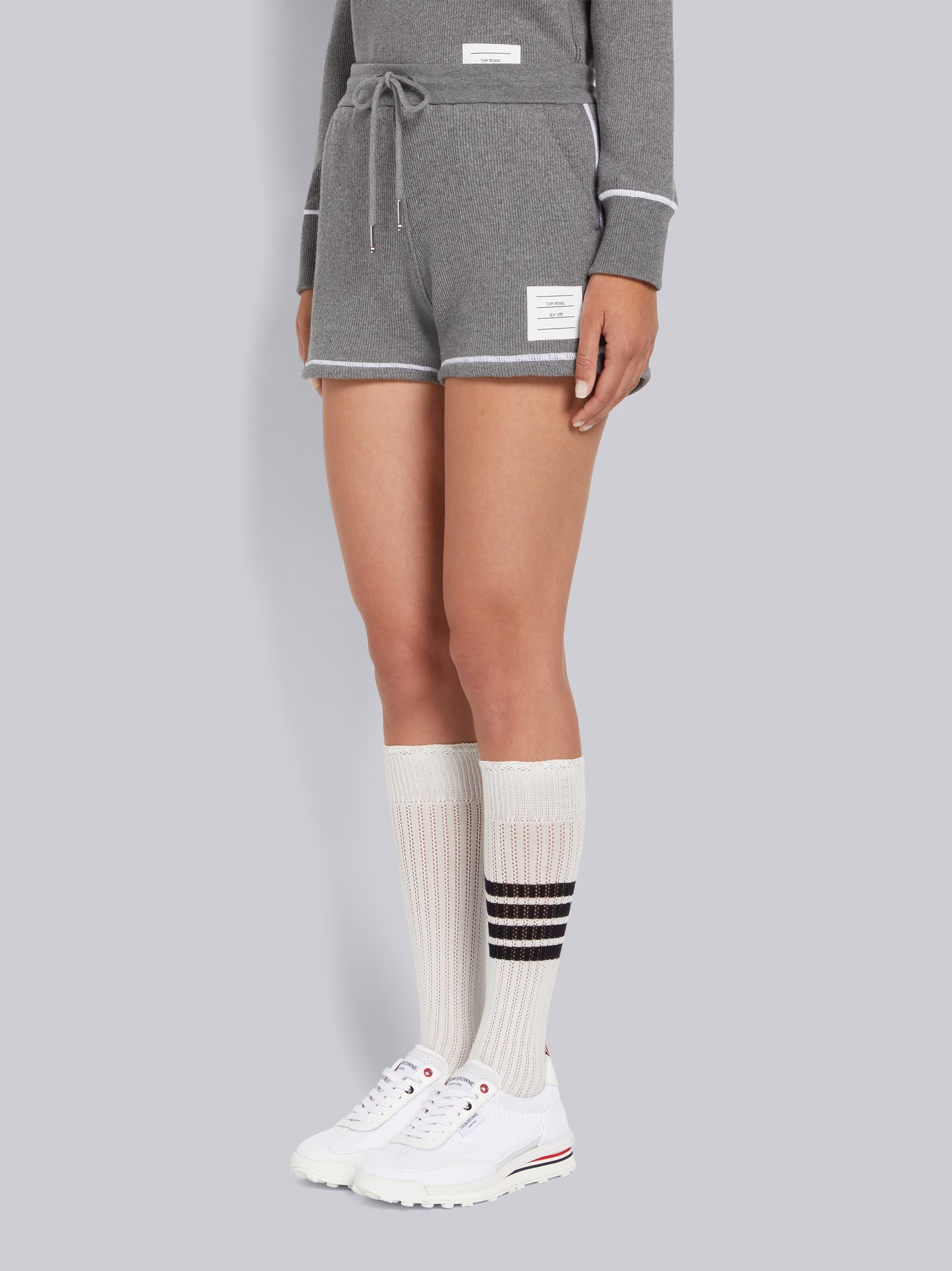 Thom Browne Loopback Cotton Knitted Shorts In Gray