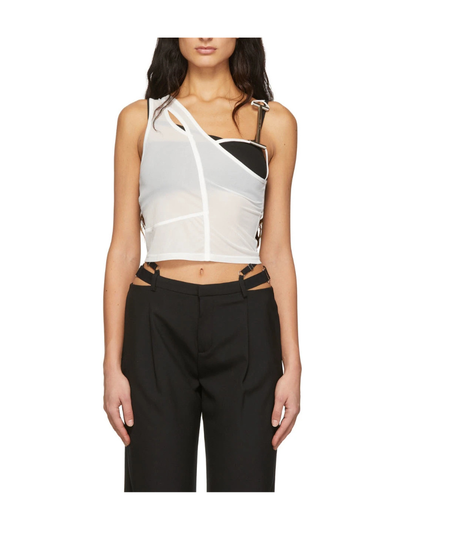 Heliot Emil Asymmetrical Fitted Woven Tank Top In Black