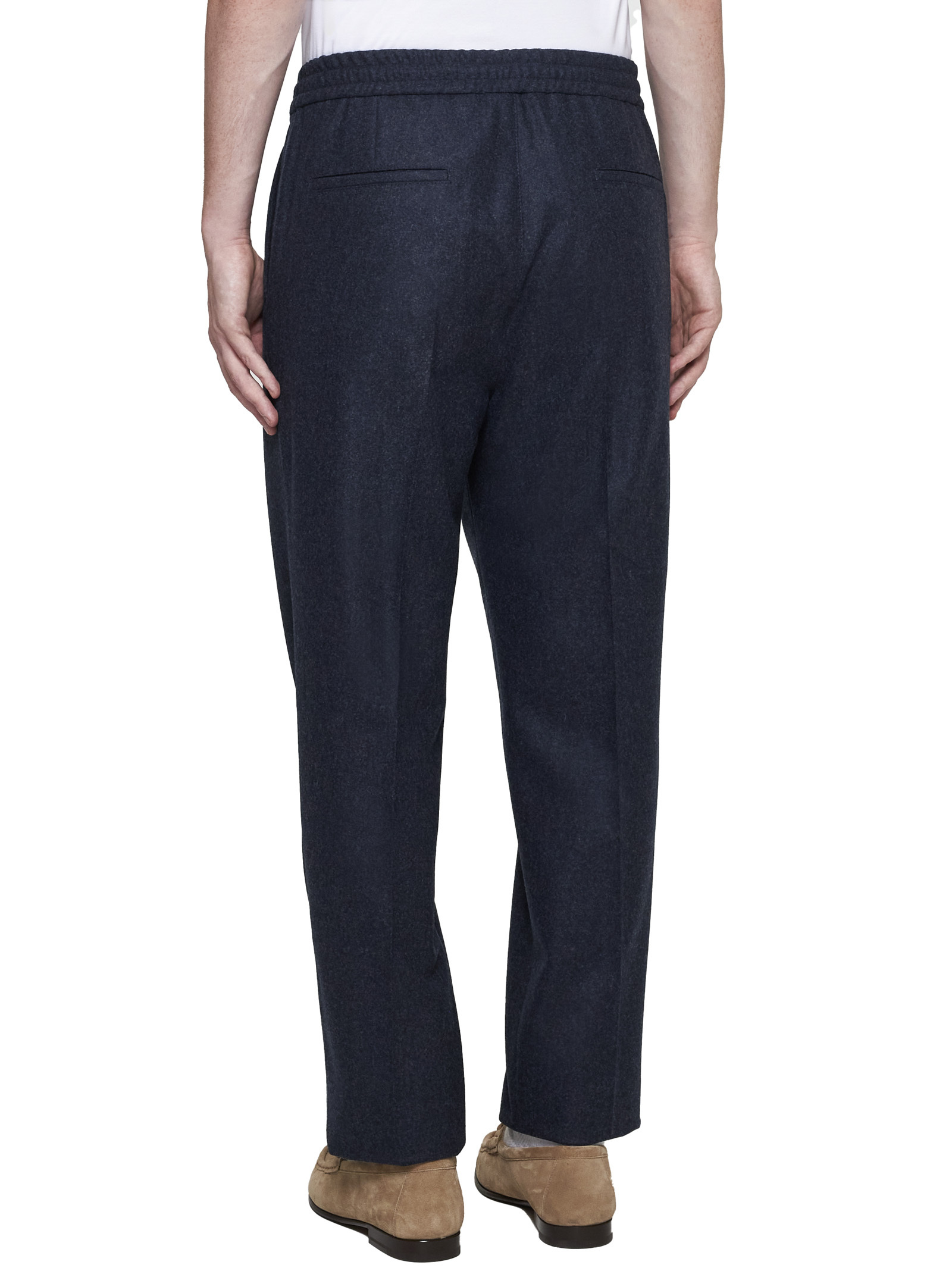 Brunello Cucinelli Ankle Length Straight Leg Trousers With Front Pleats In Black