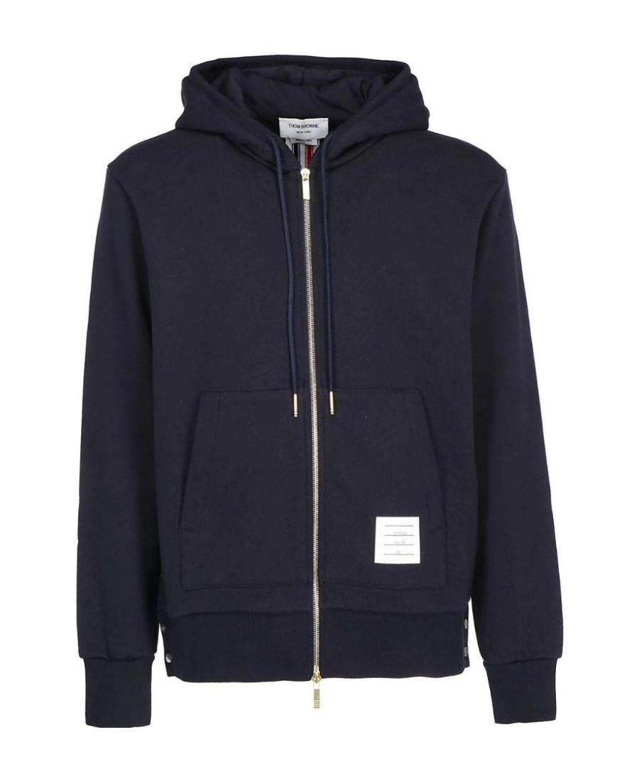 Thom Browne Center-back Stripe Loopback Hoodie In Black