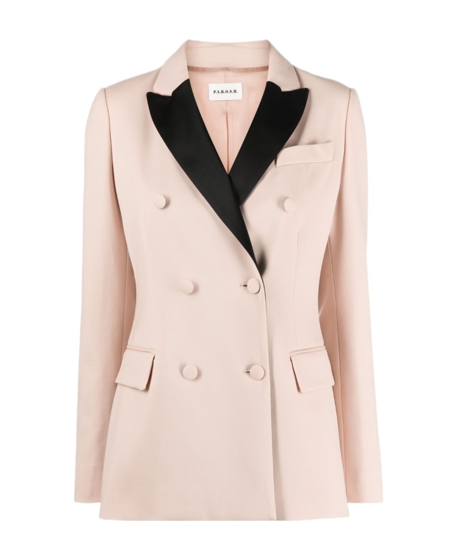 Shop P.a.r.o.s.h Contrasting-lapels Virgin Wool Blazer In Pink