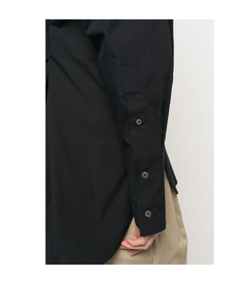Studio Nicholson Single-breasted Long-sleeved Shirt In Black