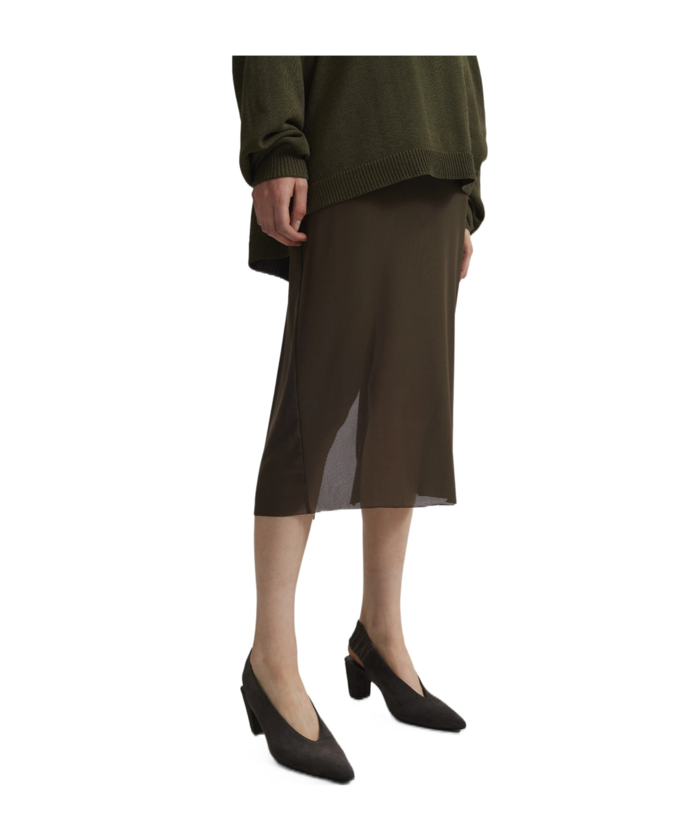 The Frankie Shop Suva Sheer Skirt - Khaki