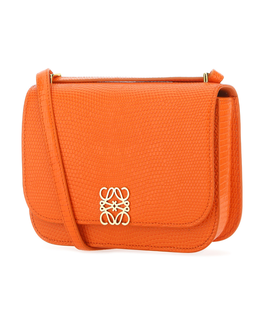 Loewe Mini Puzzle Leather Shoulder Bag In Orange