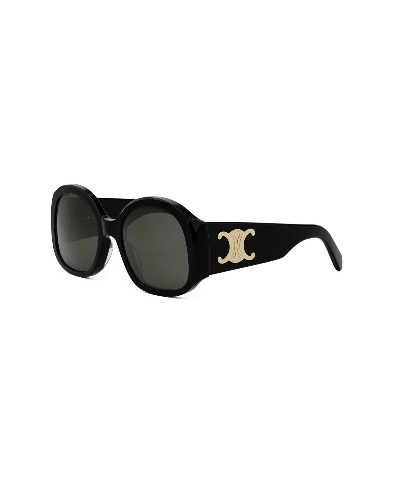 Celine Maxi Triomphe 54mm Round Sunglasses In Black