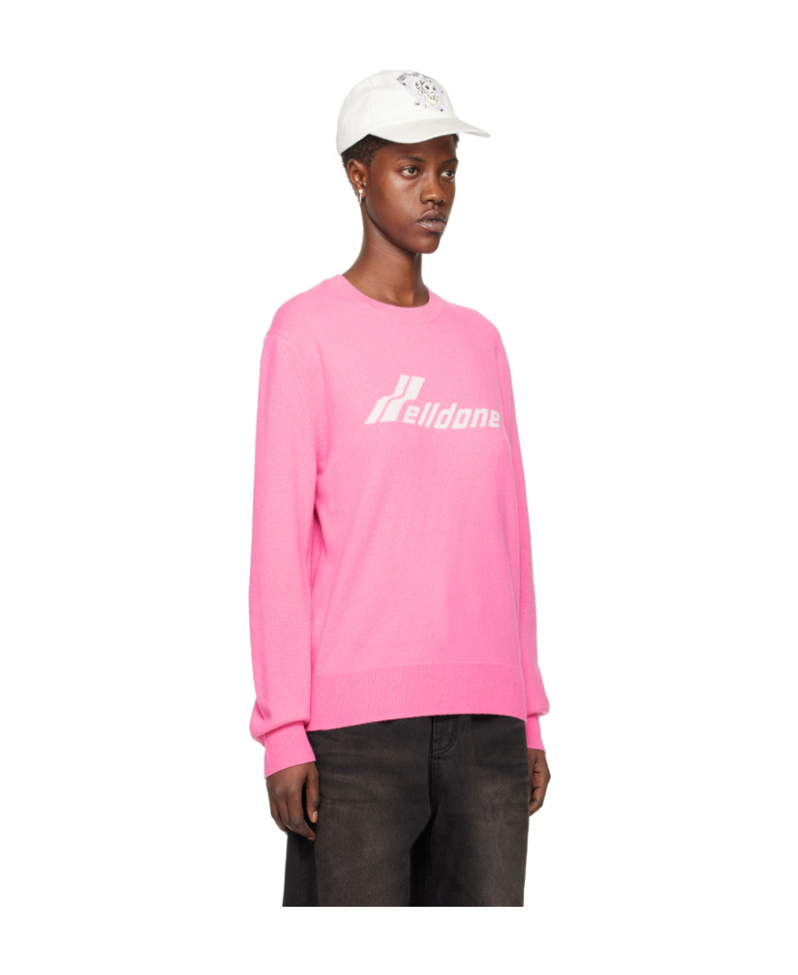 We11 Done Round Neck Long-sleeved Sweater In Pink