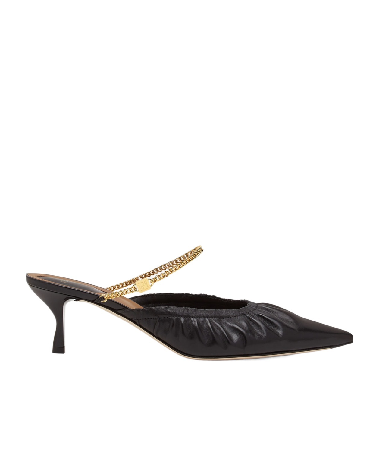 Fendi Black Leather Mules With A Medium Heel In Black