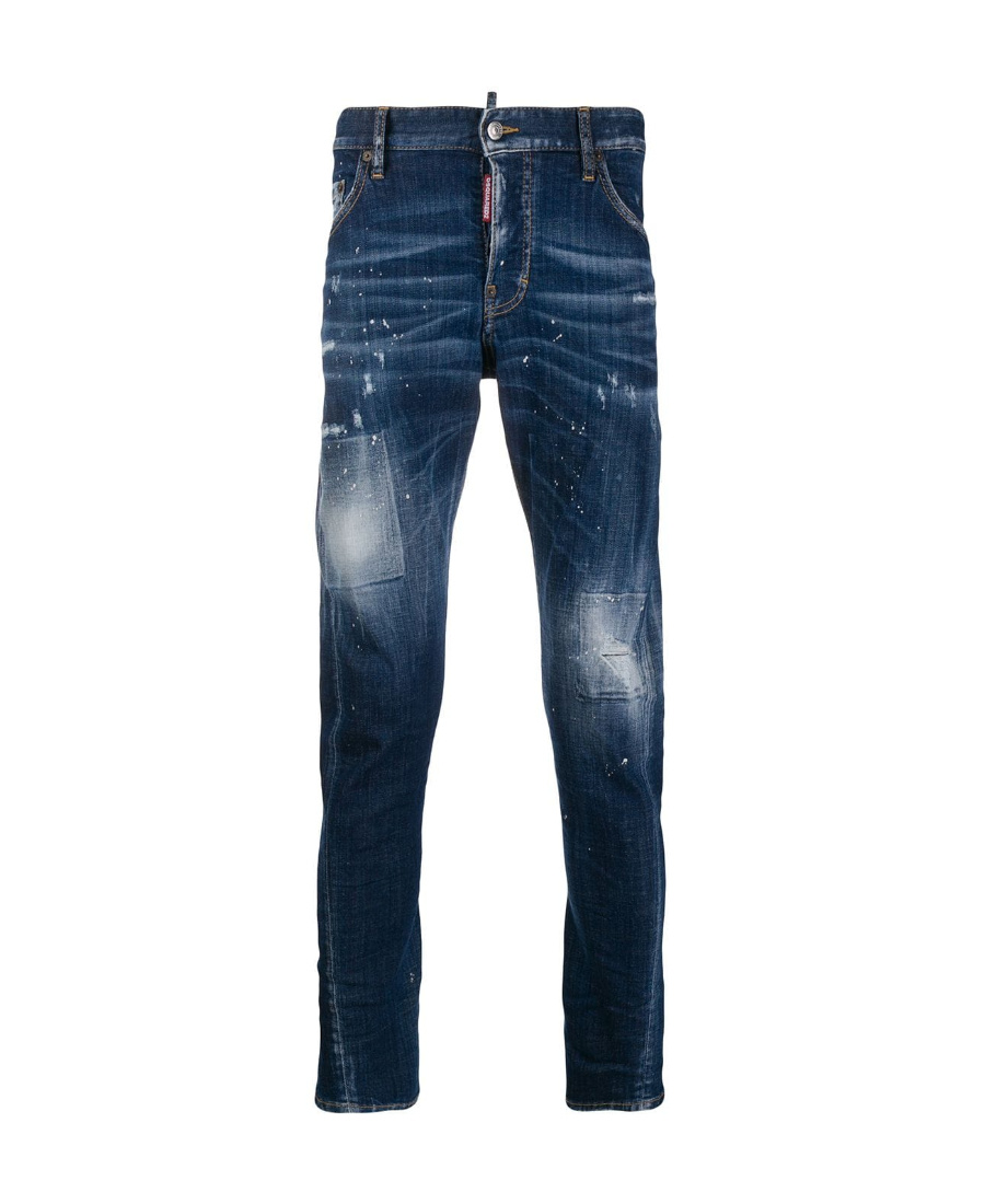Dsquared2 Faded Skater Jeans With Bleach Patches In Blue
