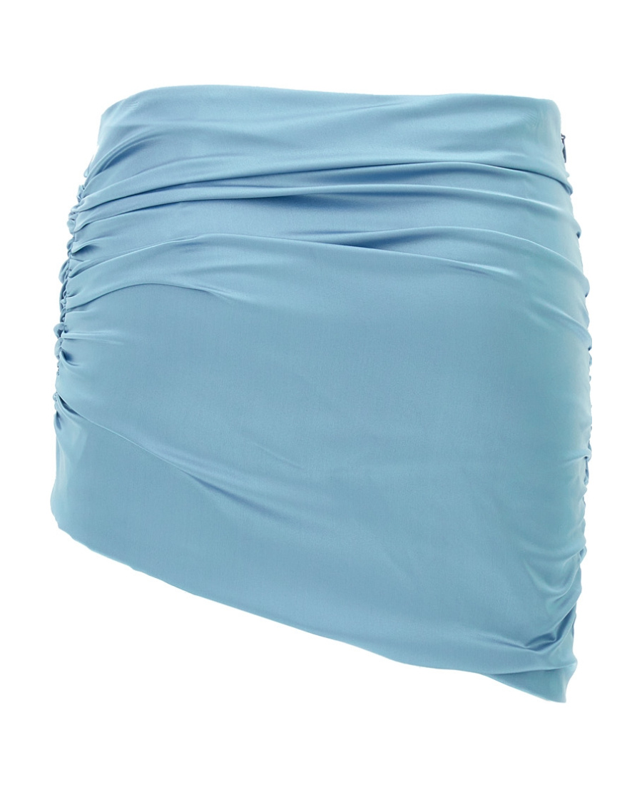 Alessandra Rich Asymmetric Satin Mini Skirt In Blue