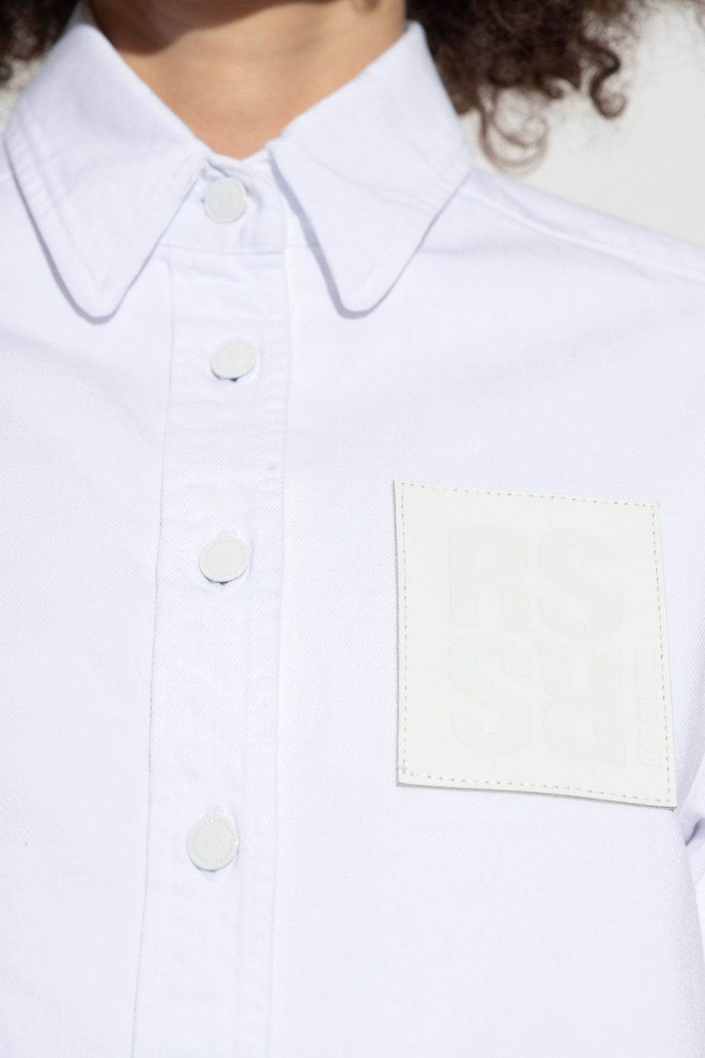 Raf Simons Logo-patch Long-sleeve Shirt In White