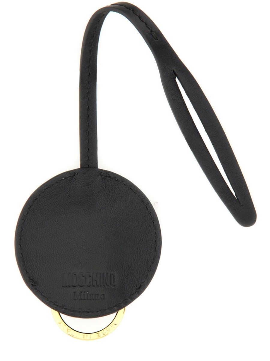 Moschino Couture Multicolour Leather Key Holder In Black