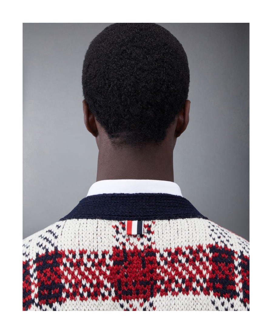 Thom Browne Fun Mix Tartan Jacquard Wool Cardigan In Multicolor