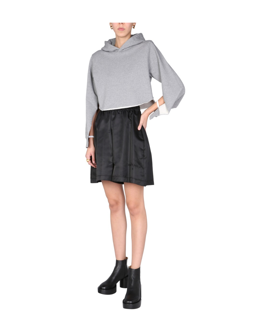 Mm6 Maison Margiela Cut-out Sleeve Cropped Hoodie In White