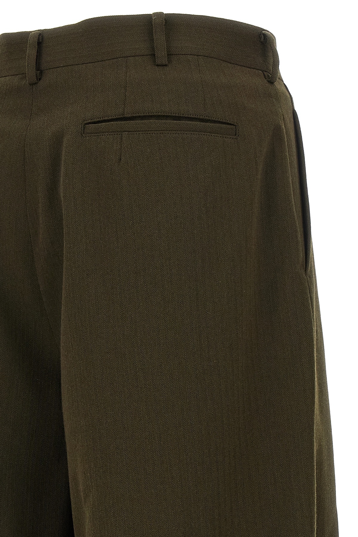 Comme Des Garçons Wool Trousers With Pleats And Side Pockets In Green