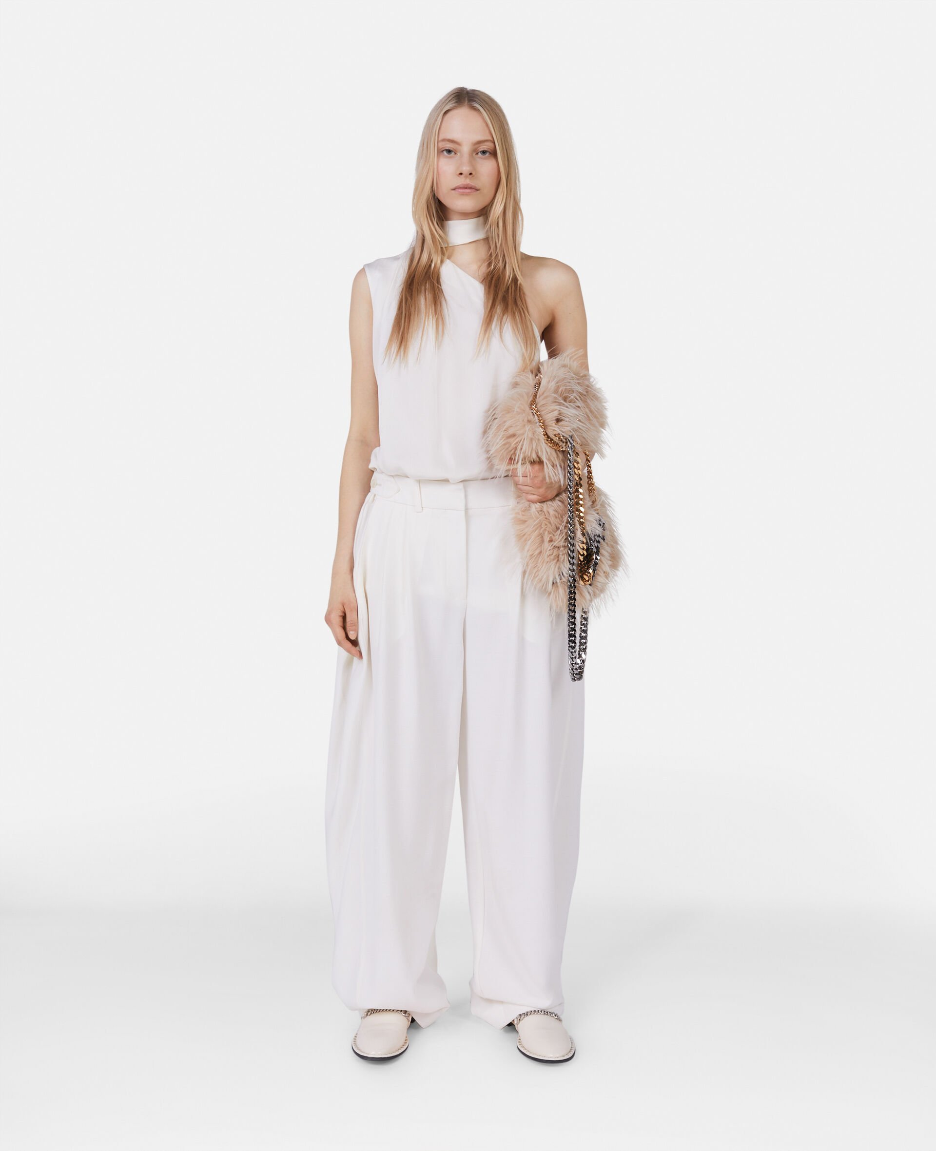 Shop Stella Mccartney One-shoulder Neck-strap Blouse In White