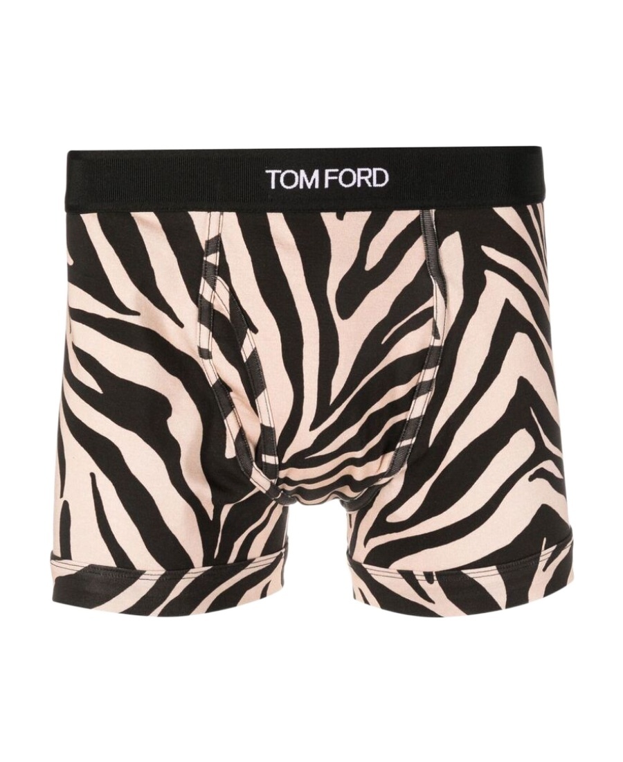 Tom Ford Zebra-print Stretch-cotton Boxer Briefs In Black