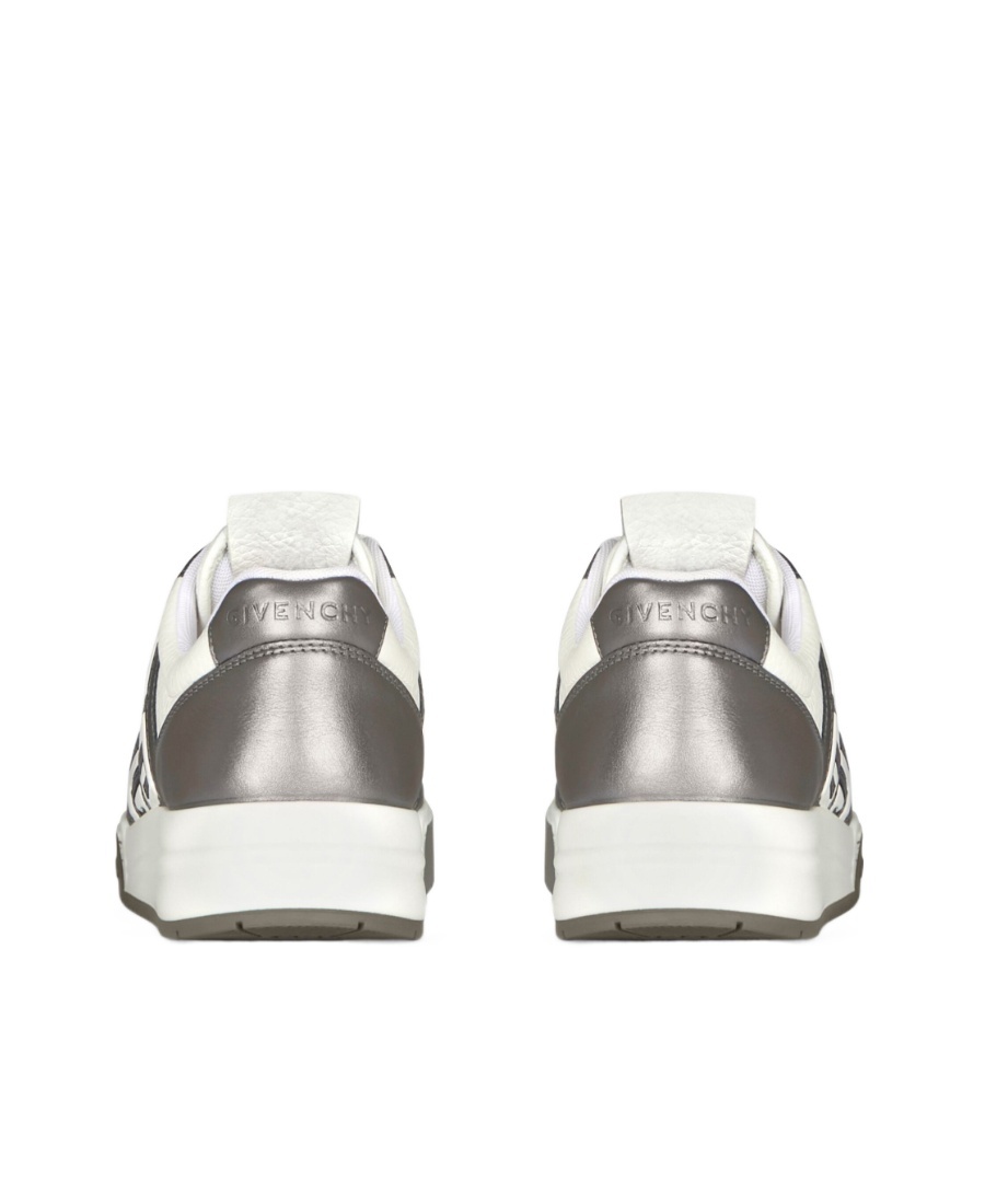 Givenchy Gunmetal & White G4 Laminated Leather Sneakers In White