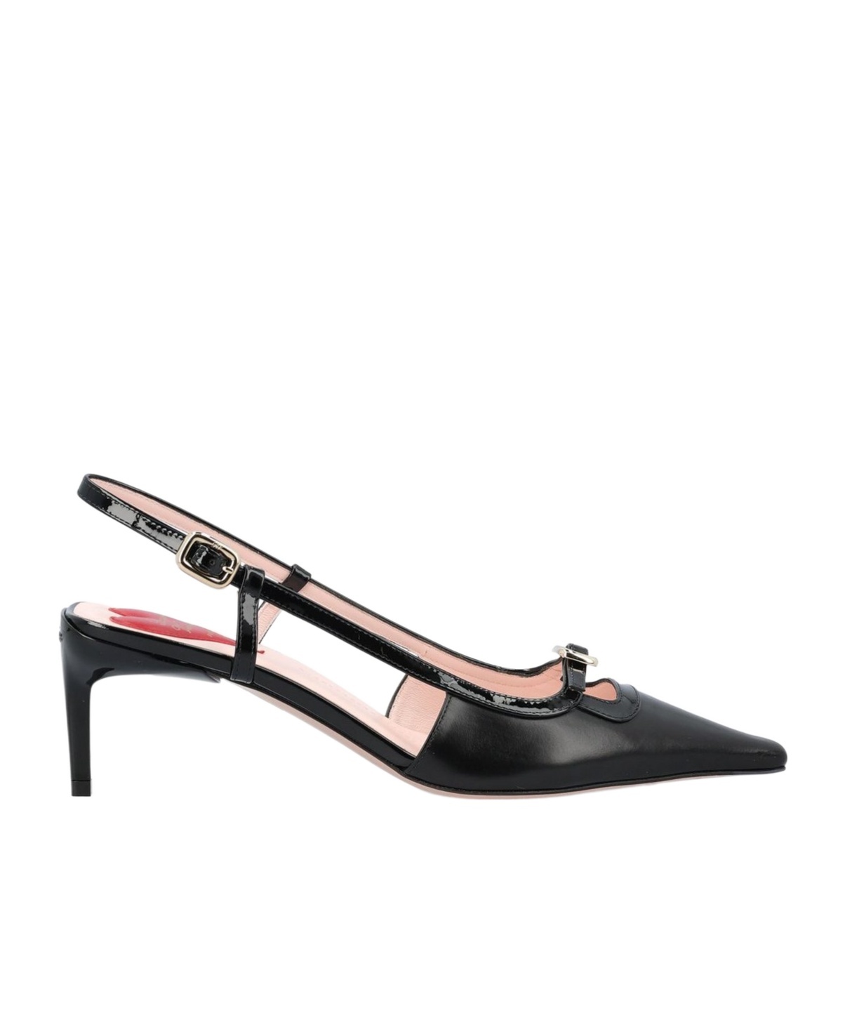 Roger Vivier 55mm Mini Buckle Leather Slingbacks In Black