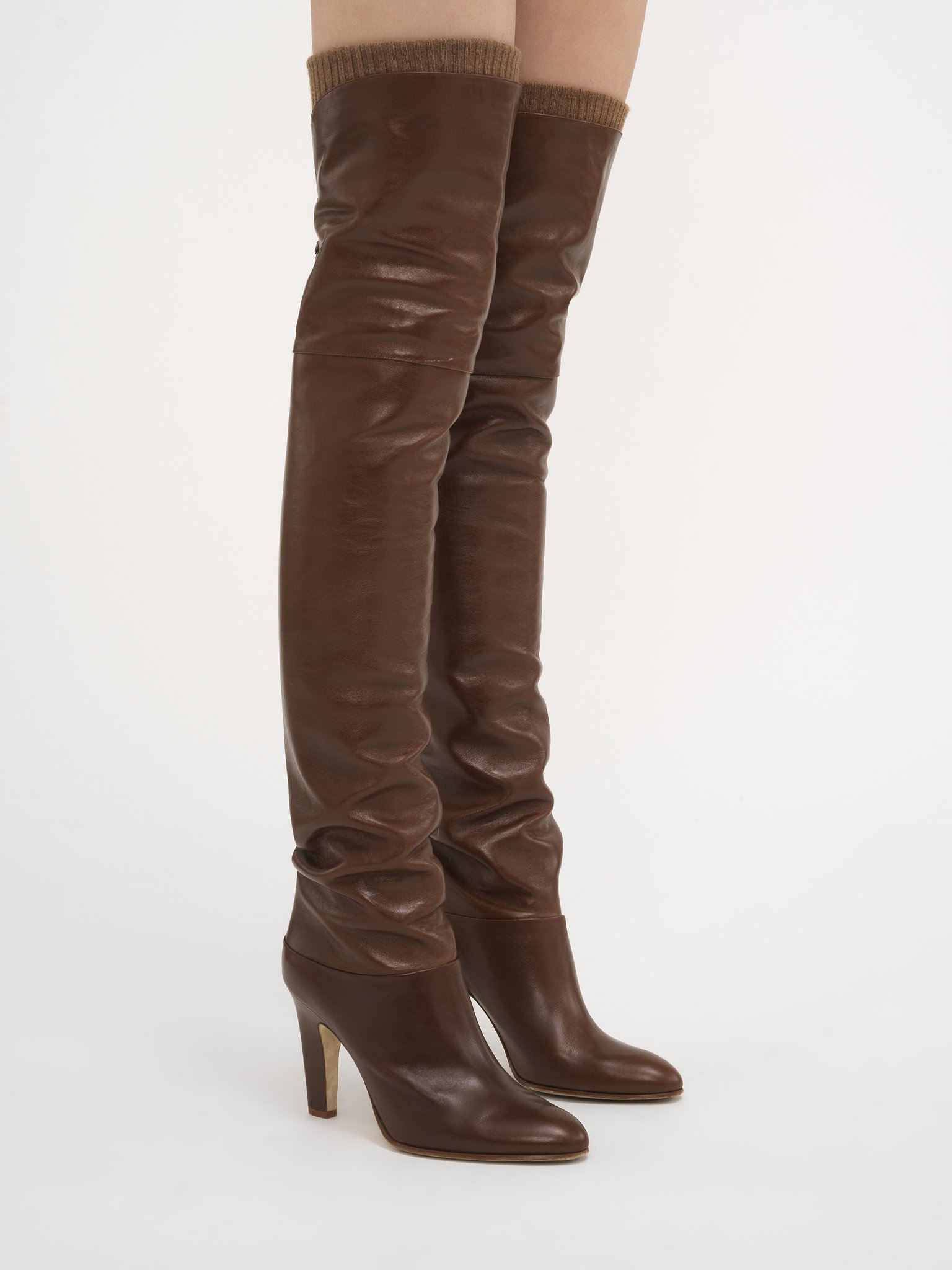 Chloé Eve Over The Knee Leather Boots In Red