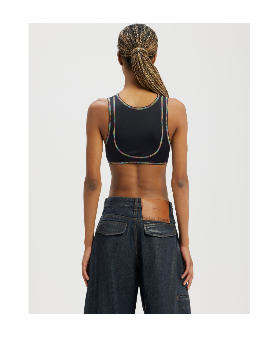 Palm Angels Black Rainbow Miami Sports Top In Black
