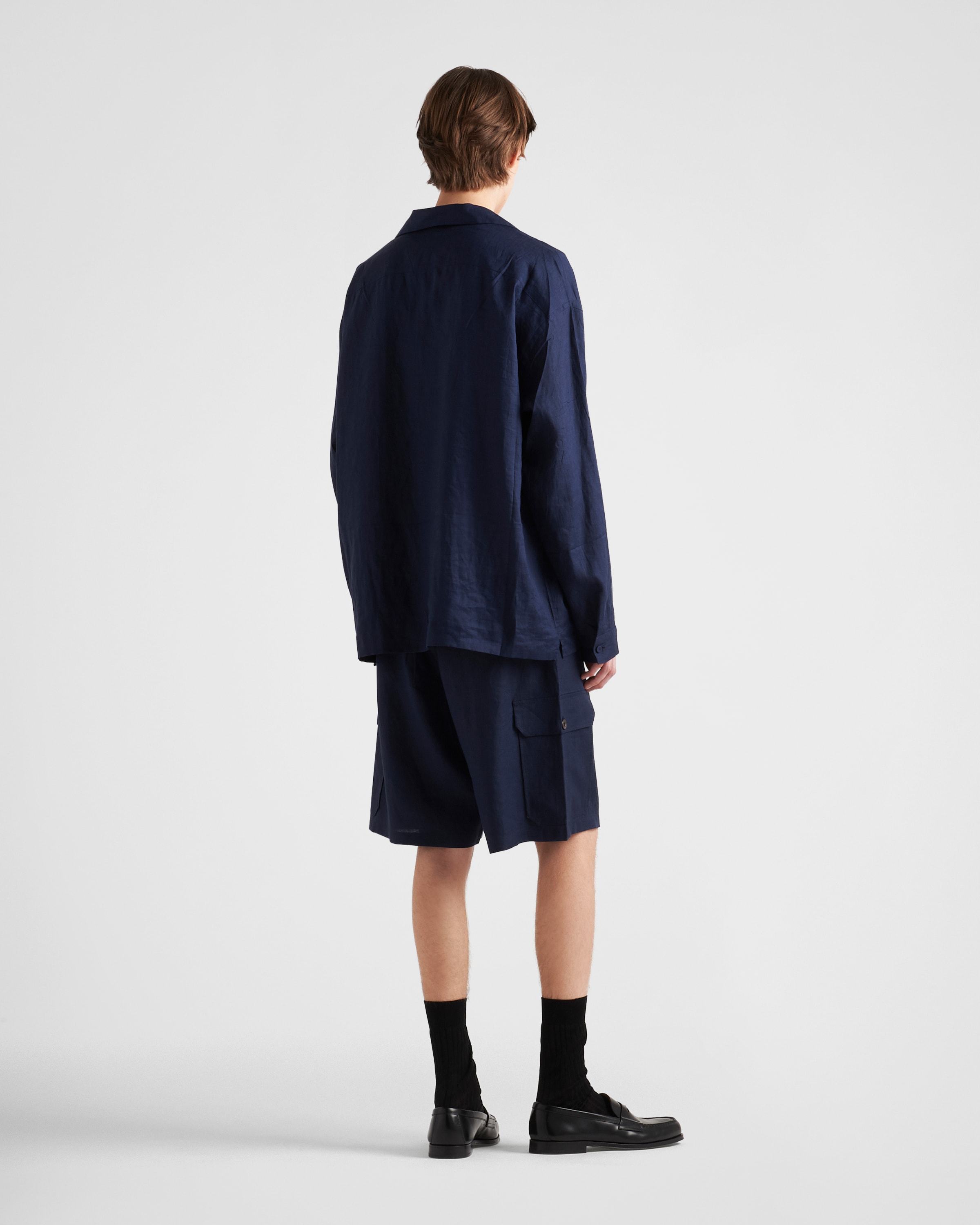 Prada Cargo Pocket Shorts With Side And Back Pockets In Blue