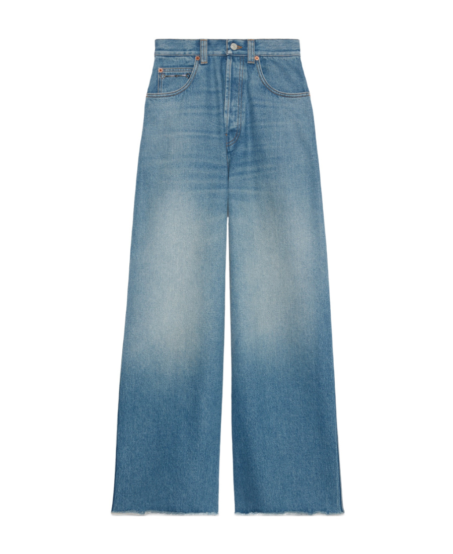 Shop Gucci Wide-leg Jeans In Blue
