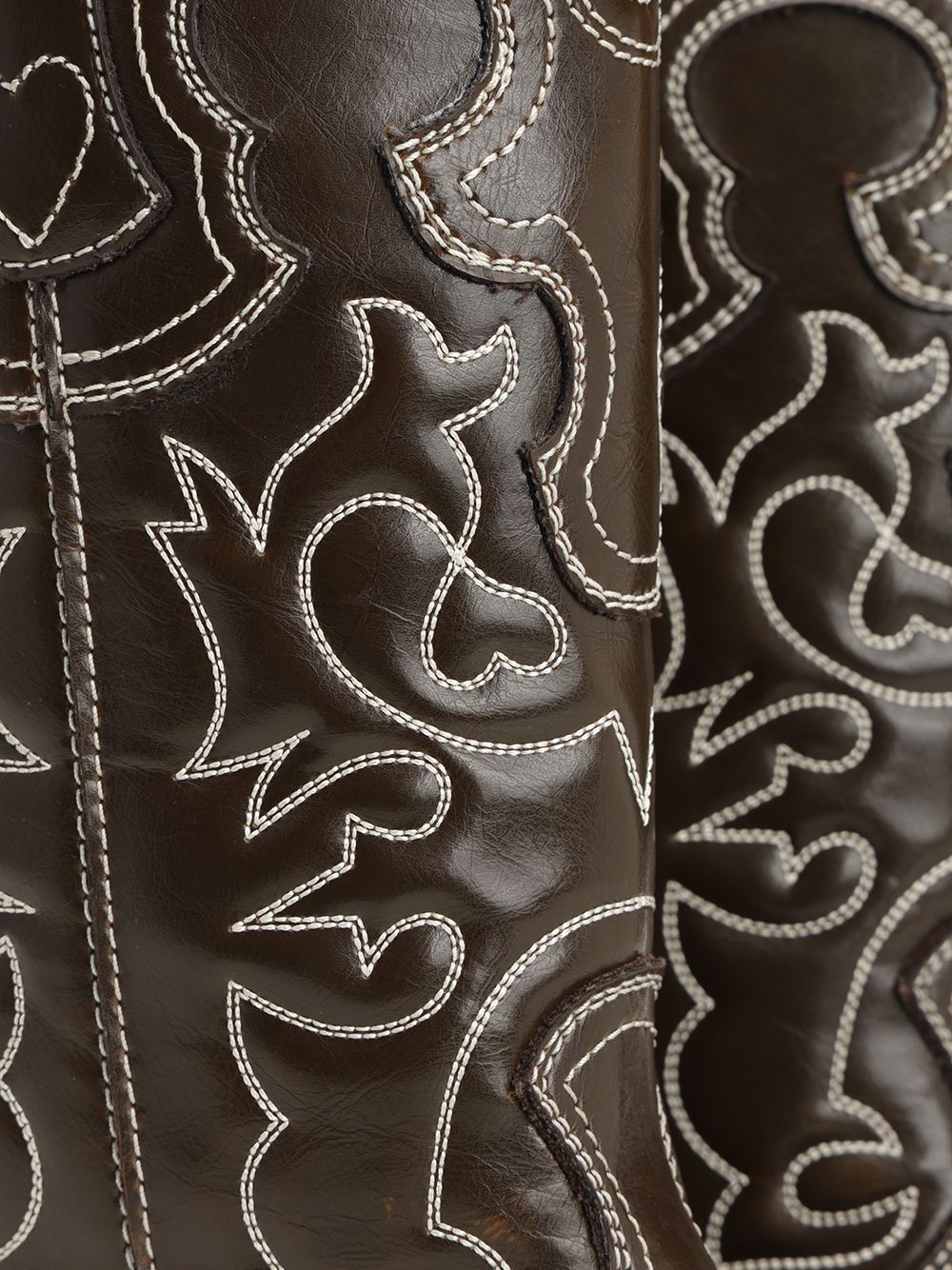 Ganni Mid Shaft Embroidered Western Boot Oleatex Boots Black