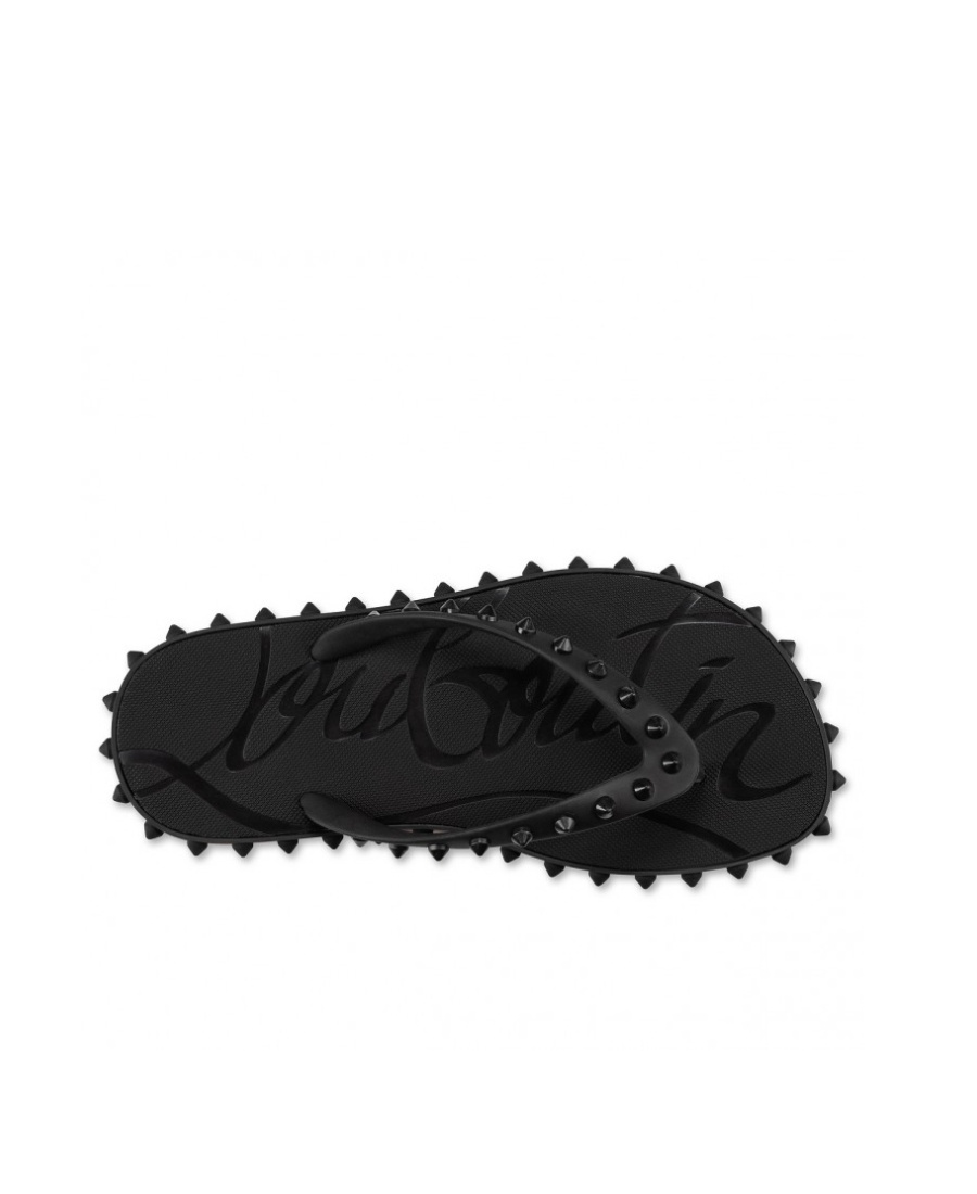 Shop Christian Louboutin Super Loubi Spike-embellished Flip-flops In Black