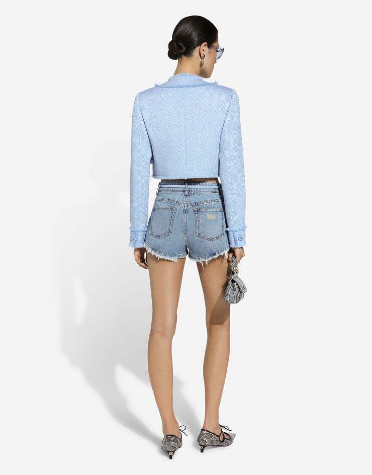 Shop Dolce & Gabbana Buttoned Cropped Jacket In Blue