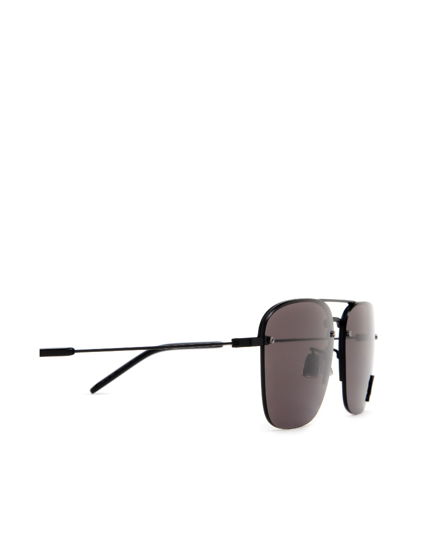 Saint Laurent Logo-plaque Square-frame Sunglasses In Black