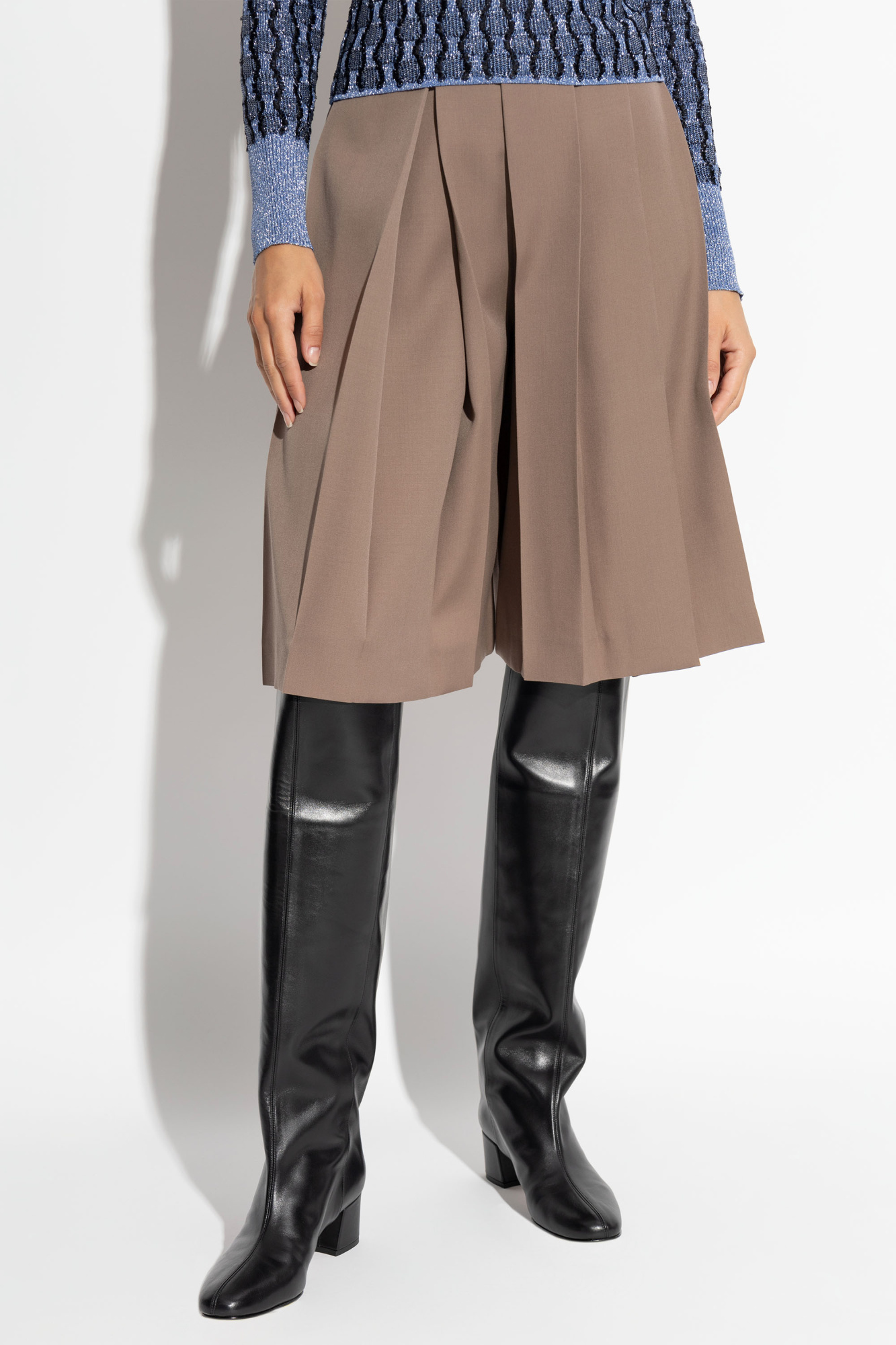 Lanvin Pleated Shorts In Brown