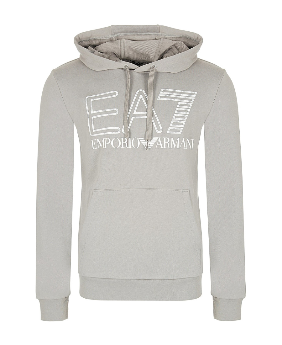 Ea7 Logo Hooded Sweater In Gray