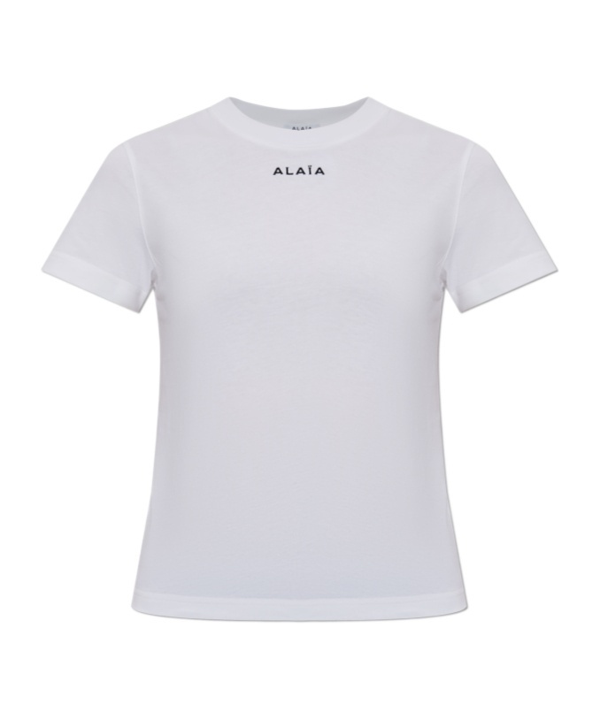 Alaïa Logo Print Crewneck T-shirt In White