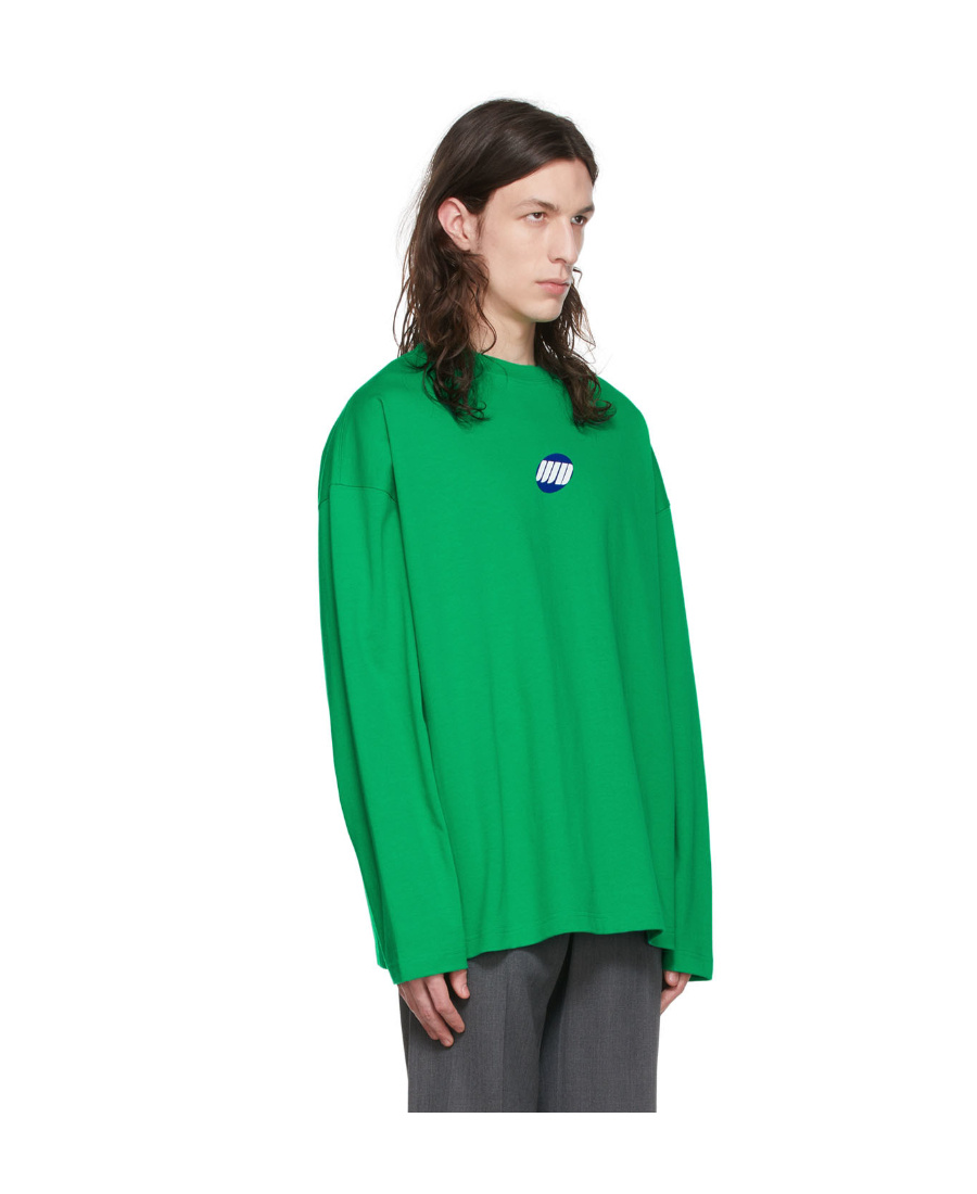 We11 Done Logo-print Long-sleeved T-shirt In Green